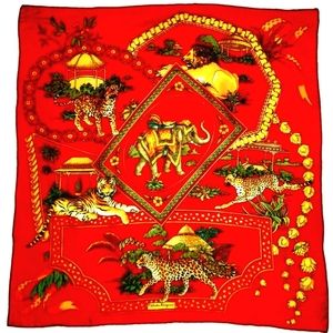 Vtg Salvatore Ferragamo Silk Scarf Jungle Animals